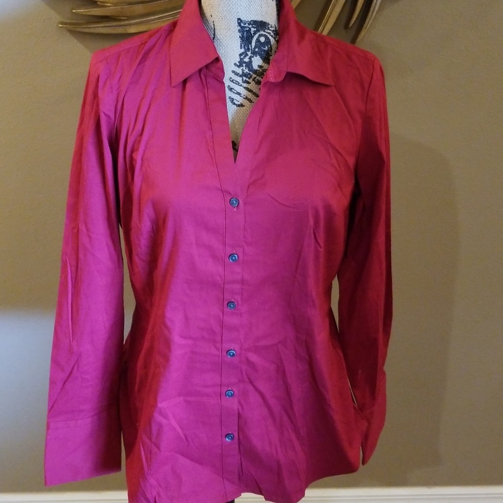 Express button down red top size L